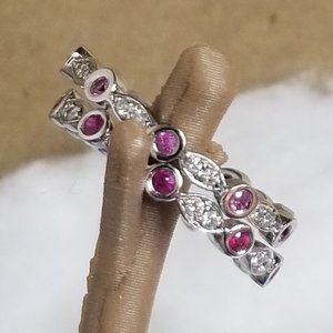14K White Gold + Diamond Stack Rings (Sold Individually), Tourmaline, Sapphire
